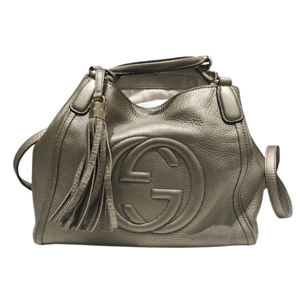 Gucci Soho Interlocking GG Shoulder Bag Gold Calfskin Handbag